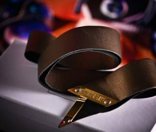 Balmain Genuine Leather Headband Bronze, . .